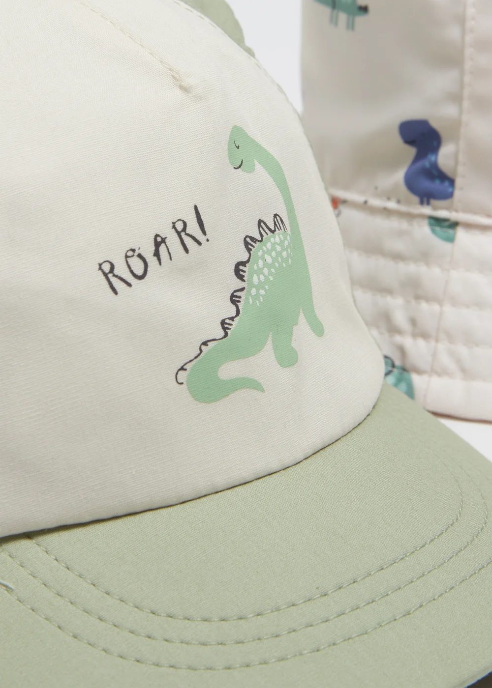 Baby 2 Pack Green & Stone Dino Hats (Newborn-24mths) - Age 0 - 3 Months Image 2