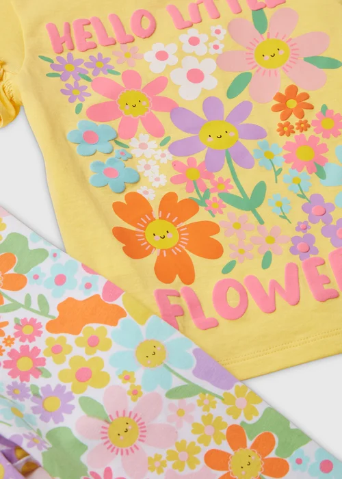 Girls Yellow Floral Print T-Shirt & Leggings Set (1-7yrs) - 2-3 Yrs Image 2