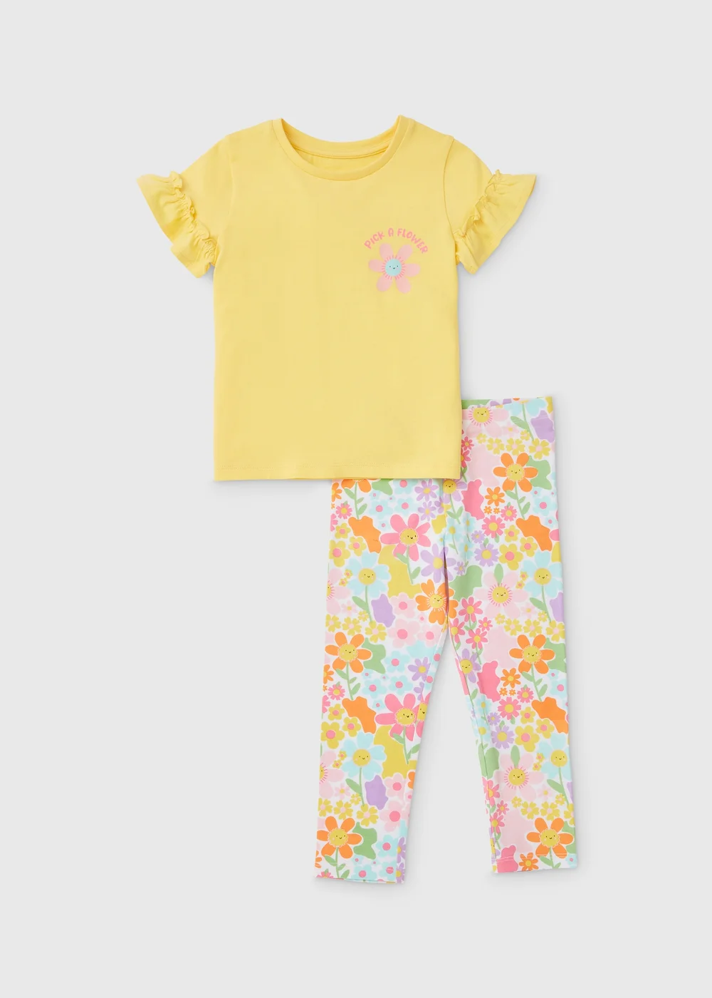 Girls Yellow Floral Print T-Shirt & Leggings Set (1-7yrs) - 2-3 Yrs Image 1