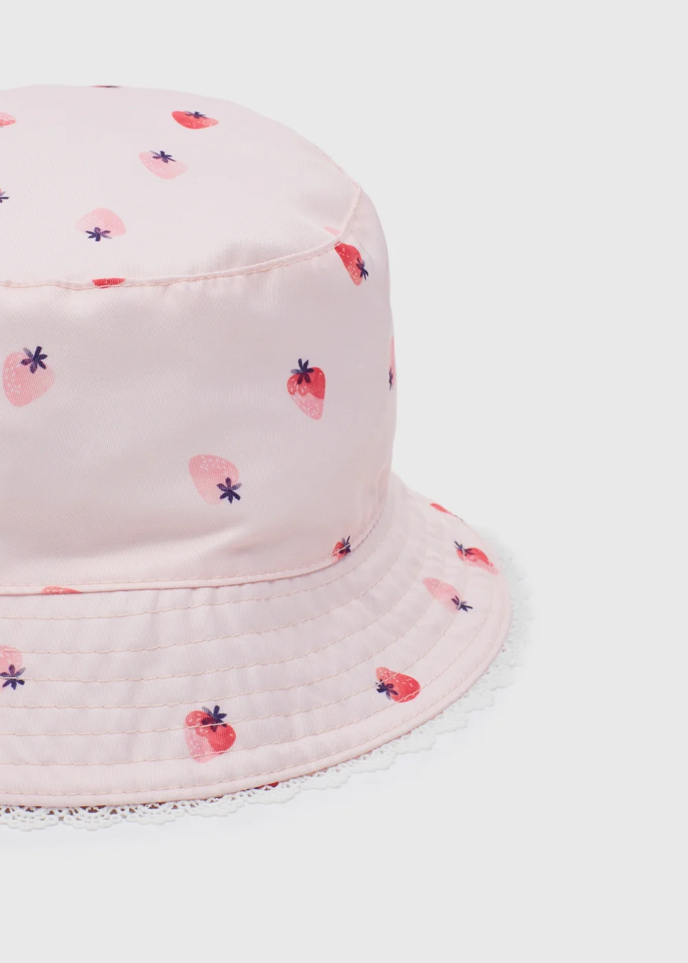 Baby Pink Strawberry Bucket Hat (Newborn-24mths) - 0-3 months Image 2