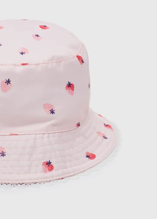 Baby Pink Strawberry Bucket Hat (Newborn-24mths) - 0-3 months Image 2