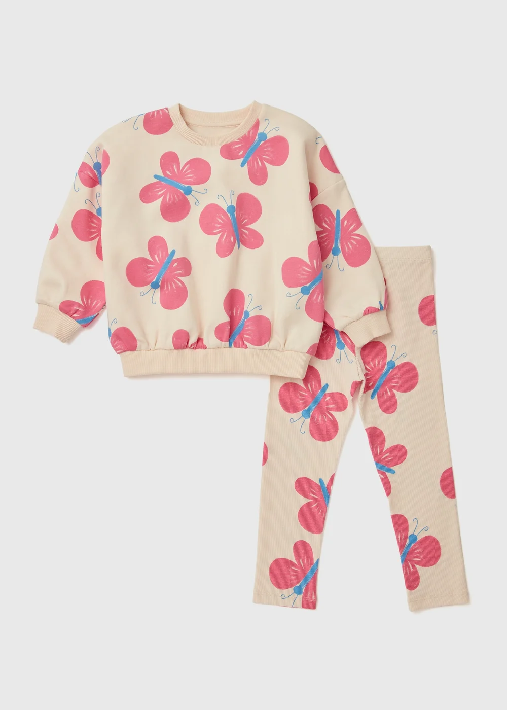 Girls Cream Butterfly Sweatshirt Set (1-7yrs) - 1-1.5 Yrs Image 1