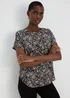 Black Leaf Print Top - Size 8 Image 1