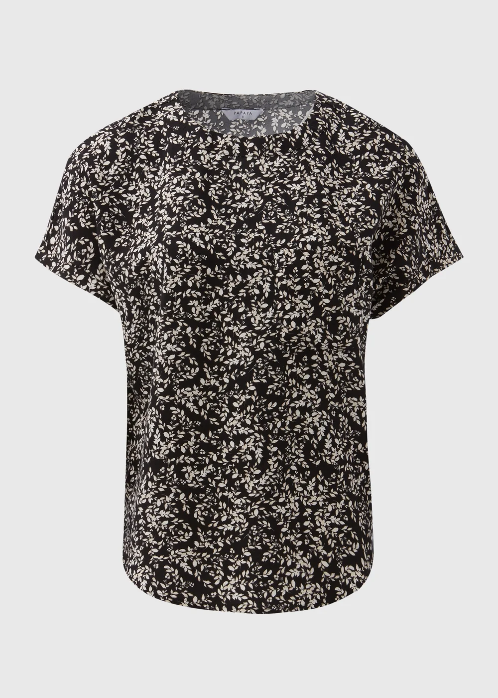 Black Leaf Print Top - Size 8 Image 5
