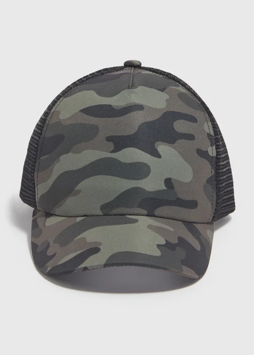 Boys Grey Camo Mesh Back Cap (7-13yrs) - Age 7 - 10 Years Image 1