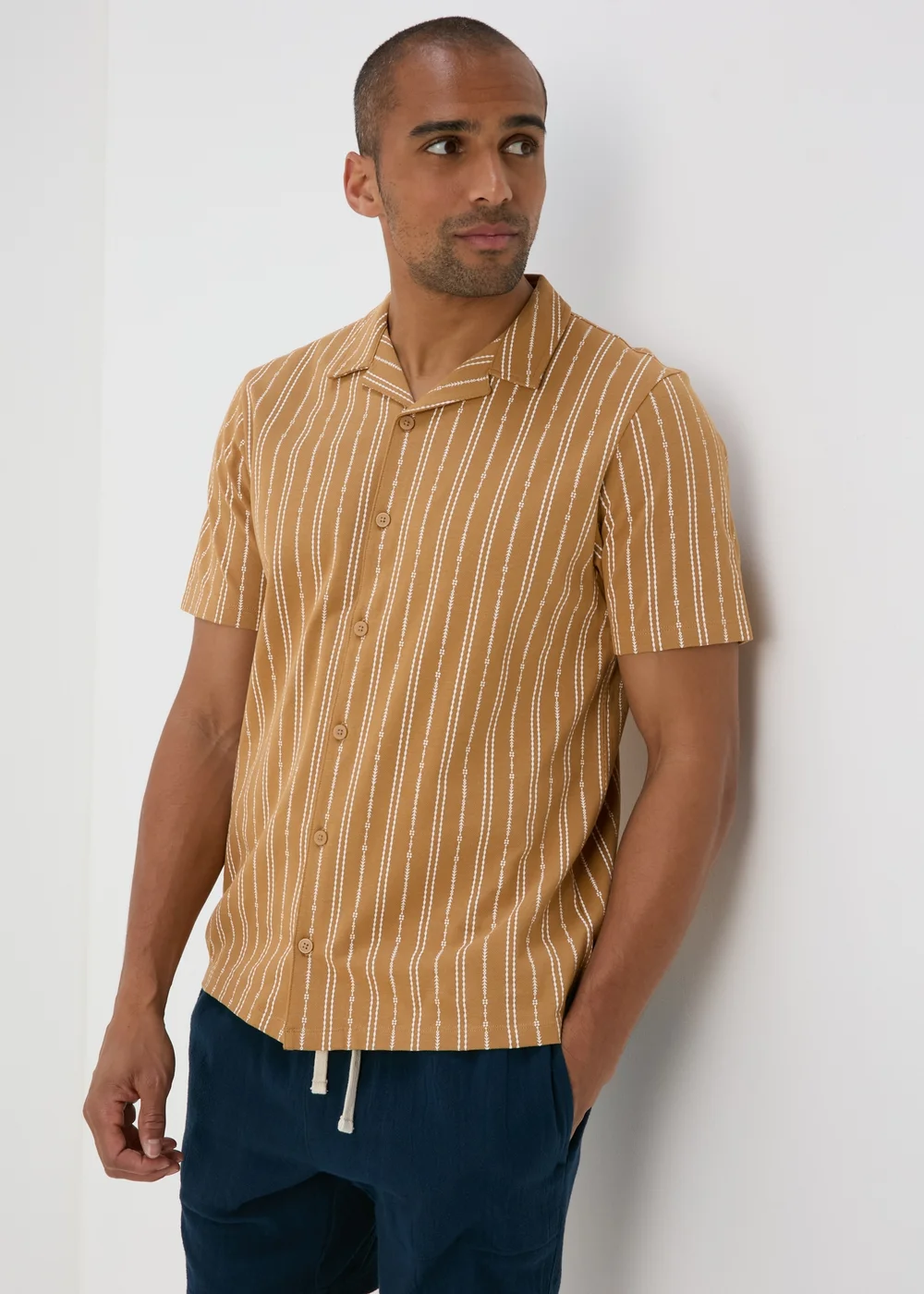 Tan Tribal Jersey Shirt - S Image 1