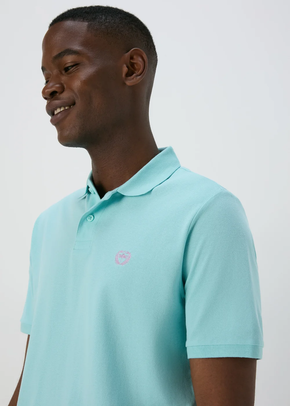 Pale Blue Solid Polo Shirt - S Image 3