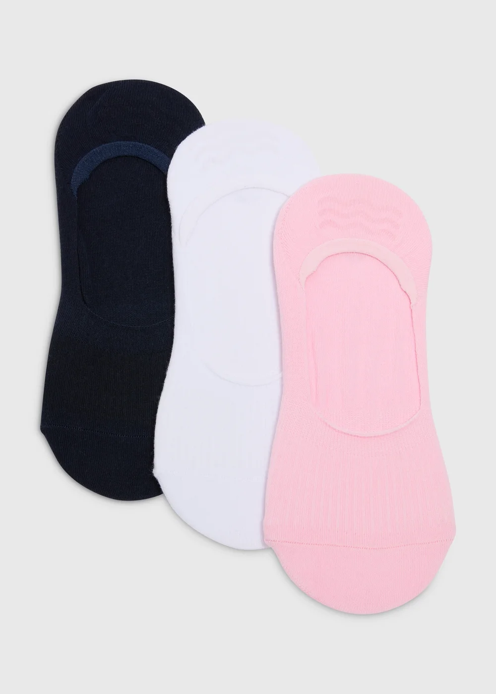 3 Pack Multicoloured No Show Ribbed Socks - 3-5.5 Image 1