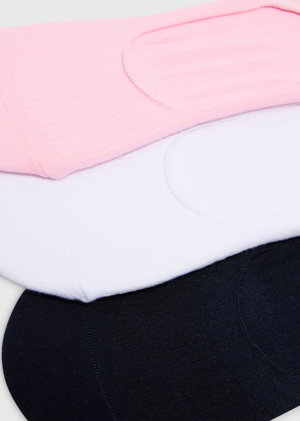 3 Pack Multicoloured No Show Ribbed Socks - 3-5.5 Image 2