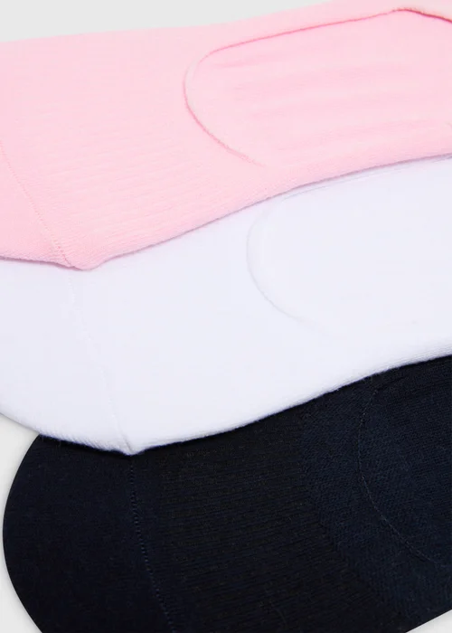 3 Pack Multicoloured No Show Ribbed Socks - 3-5.5 Image 2