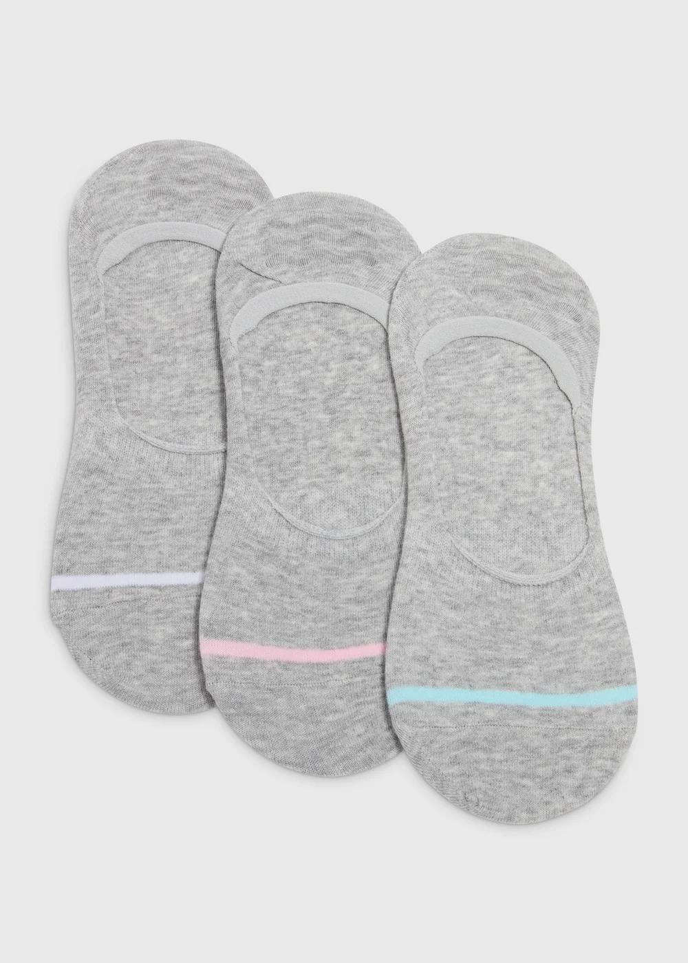 3 Pack Grey No Show Socks - 3-5.5 Image 1