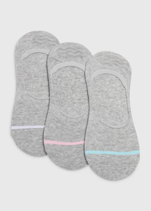 3 Pack Grey No Show Socks - 3-5.5 Image 1