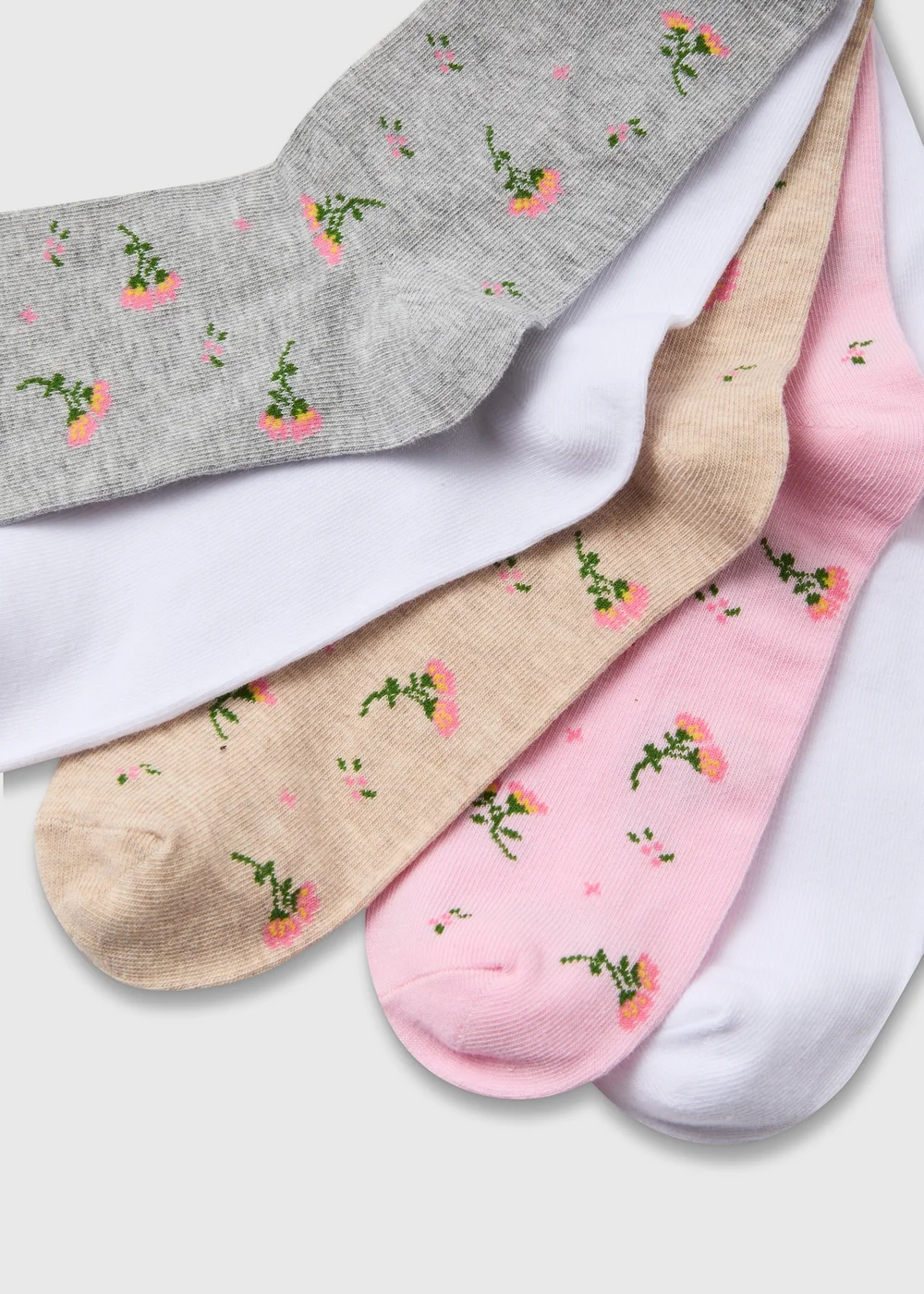 5 Pack Crew Floral Socks - One Size Image 2