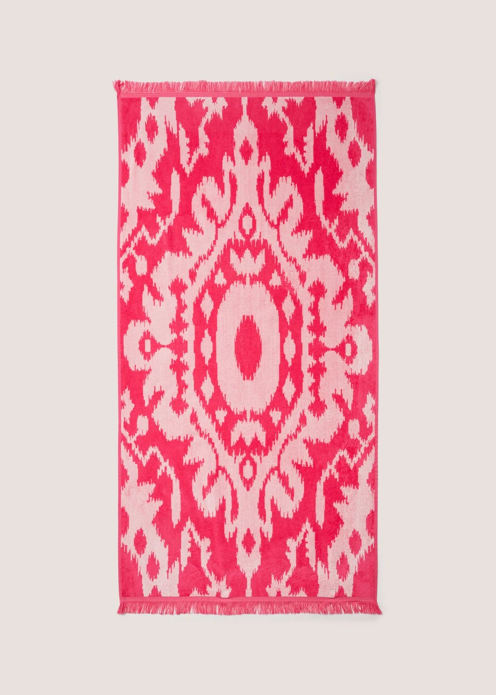 Pink Ikat Jacquard Beach Towel (80cm x 160cm) Image 1