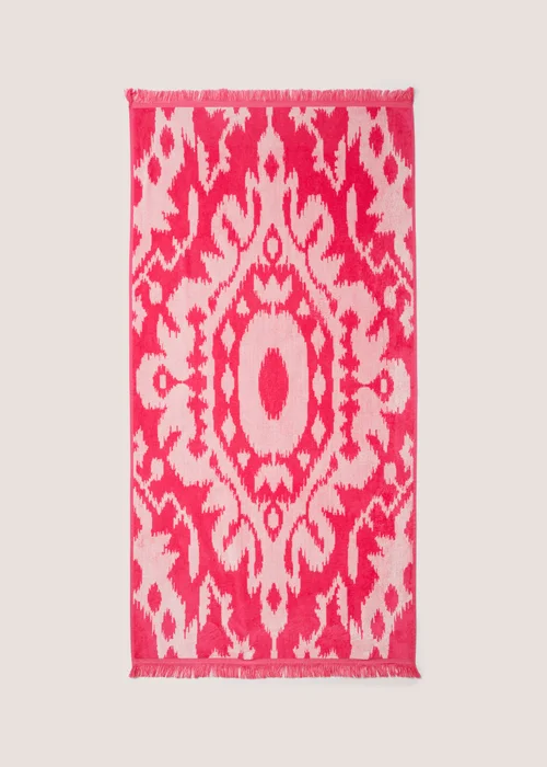Pink Ikat Jacquard Beach Towel (80cm x 160cm) Image 1