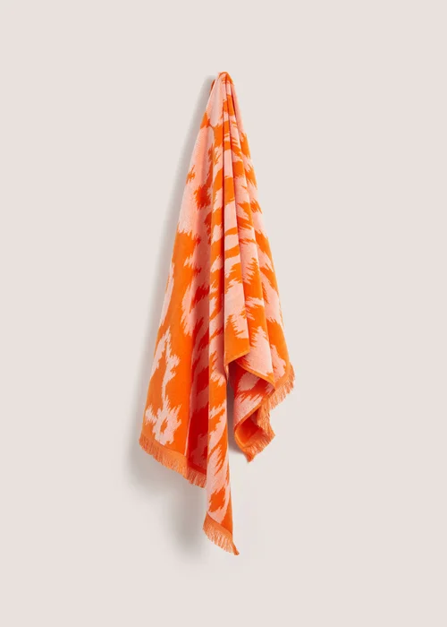 Orange Ikat Jacquared Towel (80cm x 160cm) Image 1