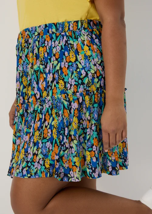 Multicoloured Floral Plisse Mini Skirt - 8 Image 6