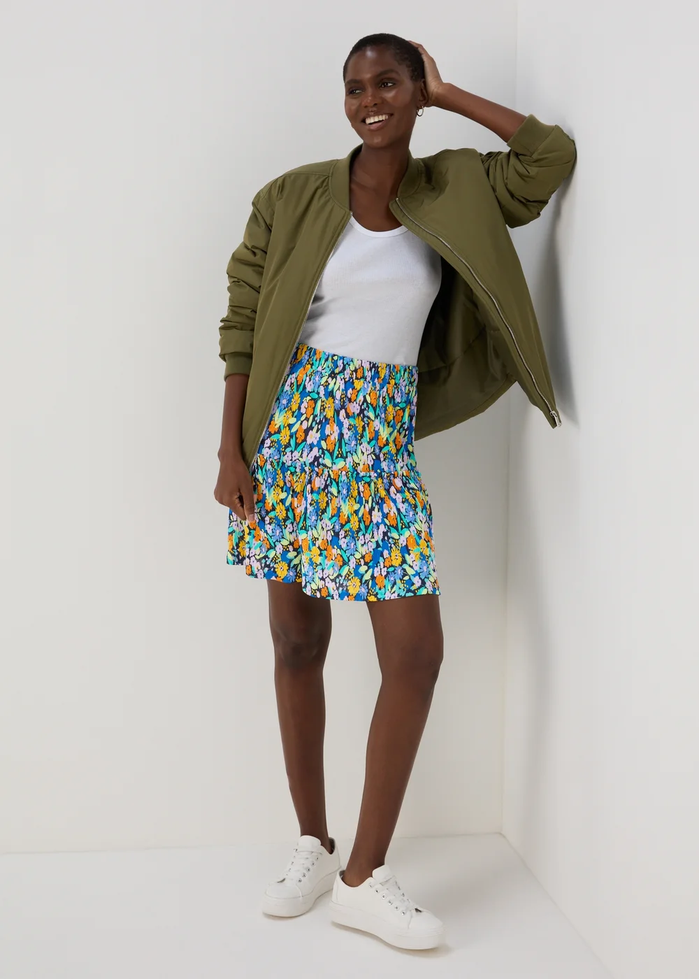 Multicoloured Floral Plisse Mini Skirt - 8 Image 1