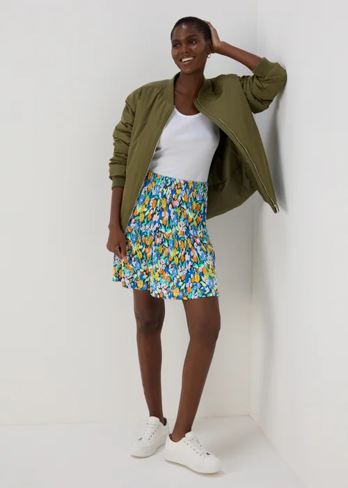 Multicoloured Floral Plisse Mini Skirt - 8 Image 1