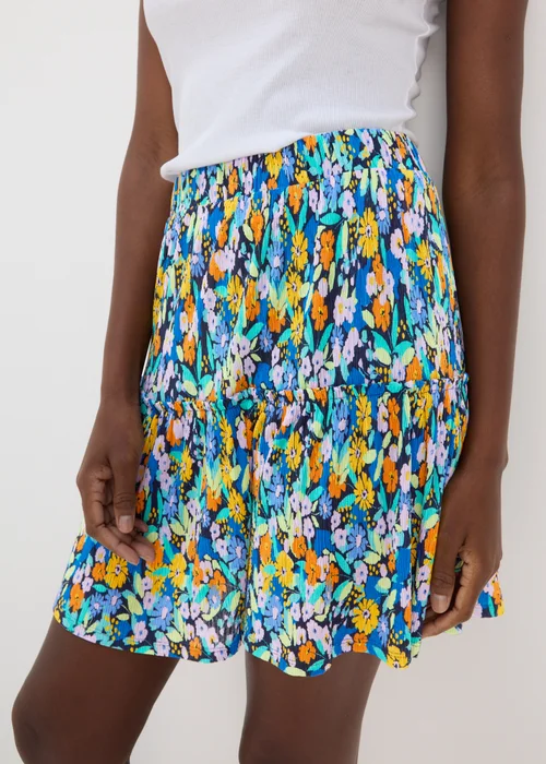 Multicoloured Floral Plisse Mini Skirt - 8 Image 5