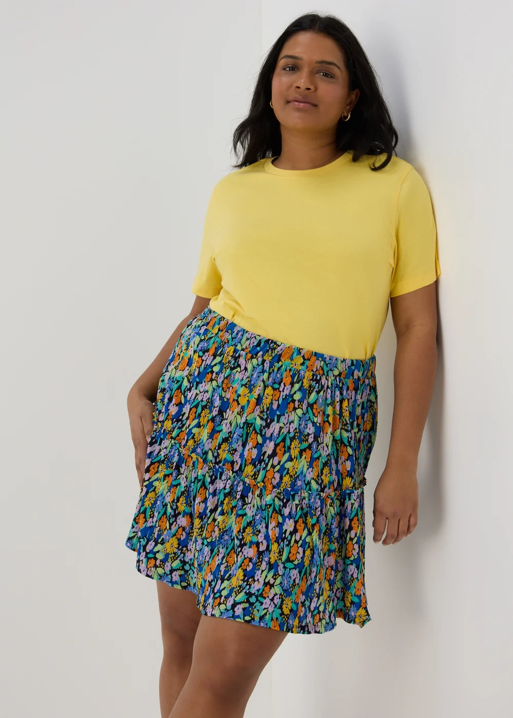 Multicoloured Floral Plisse Mini Skirt - 8 Image 2