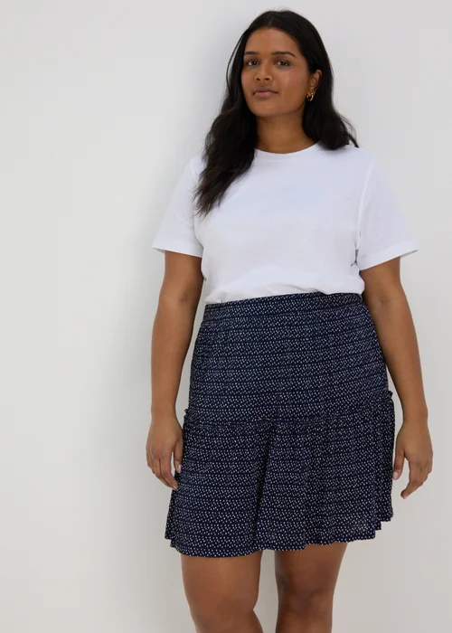 Navy Tiered Plisse Mini Skirt - 8 Image 2