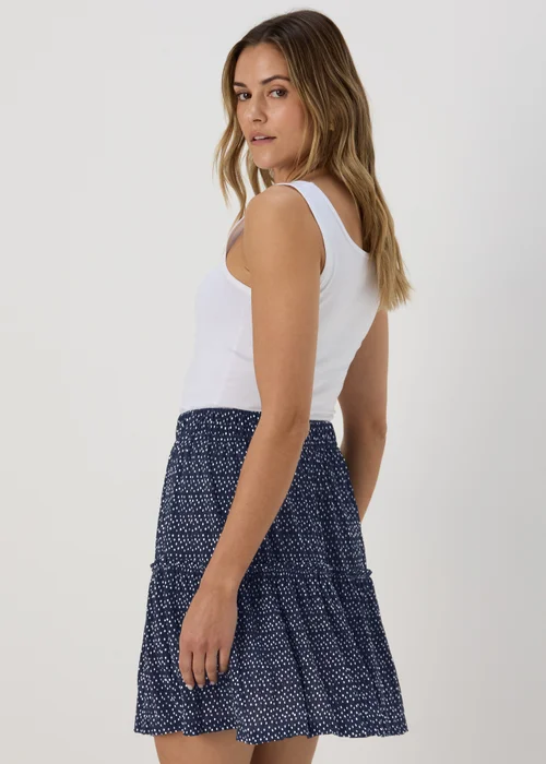 Navy Tiered Plisse Mini Skirt - 8 Image 3