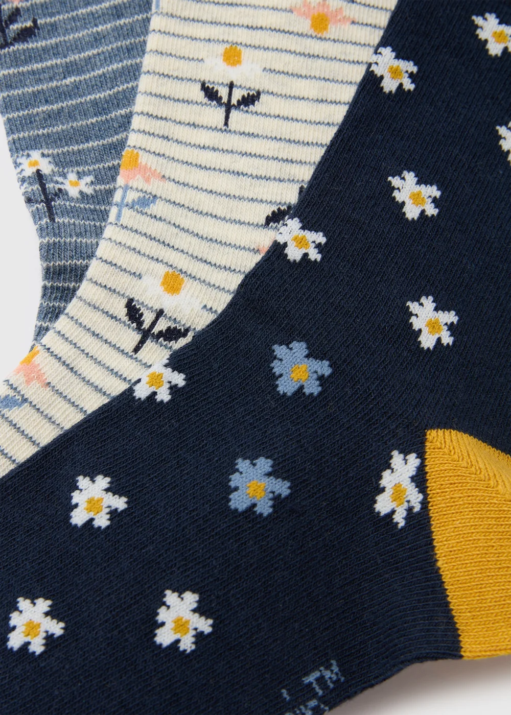 3 Pack Navy Stripe Socks - One Size Image 2