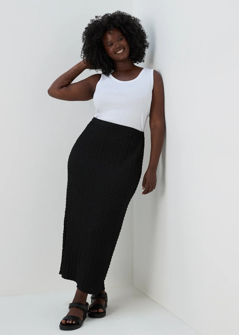 Black Hyper Texture Midaxi Skirt - 8 Image 1