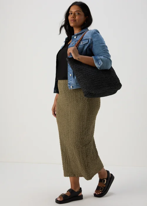 Khaki Hyper Texture Midaxi Skirt - Size 8 Image 8