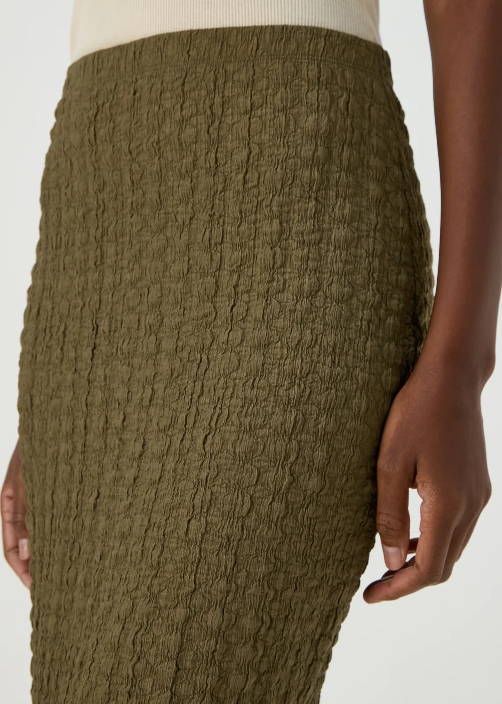 Khaki Hyper Texture Midaxi Skirt - Size 8 Image 5