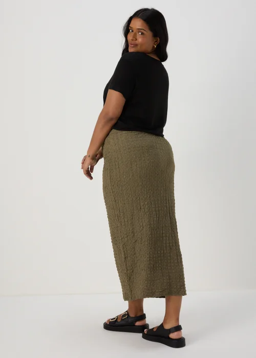 Khaki Hyper Texture Midaxi Skirt - Size 8 Image 4