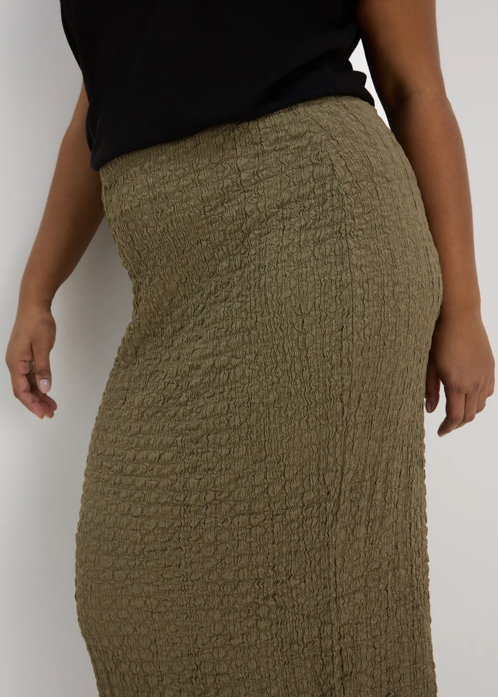 Khaki Hyper Texture Midaxi Skirt - Size 8 Image 6