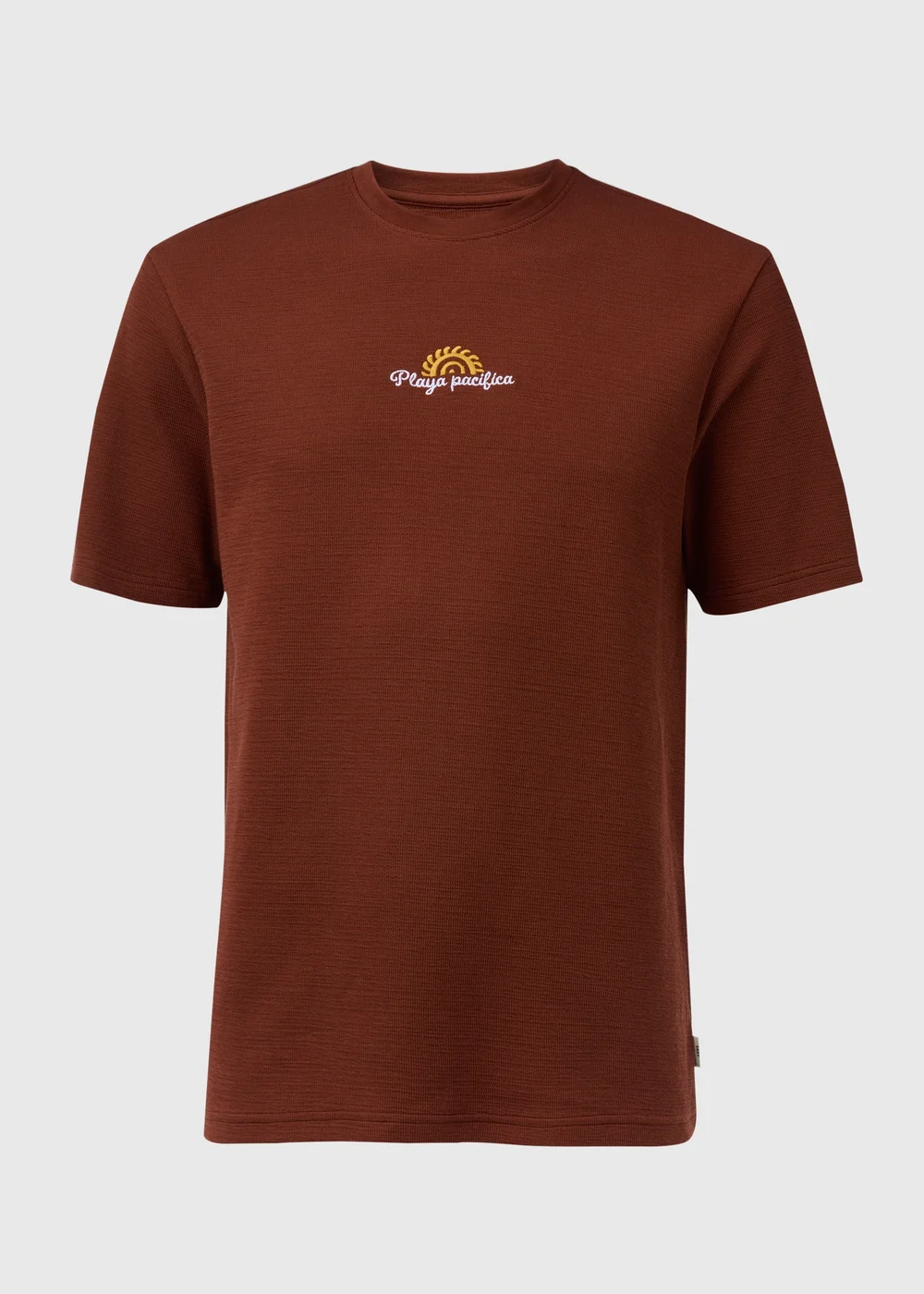 Rust Textured Pacifica Embroidered T-Shirt - Small Image 5