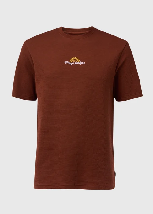 Rust Textured Pacifica Embroidered T-Shirt - Small Image 5