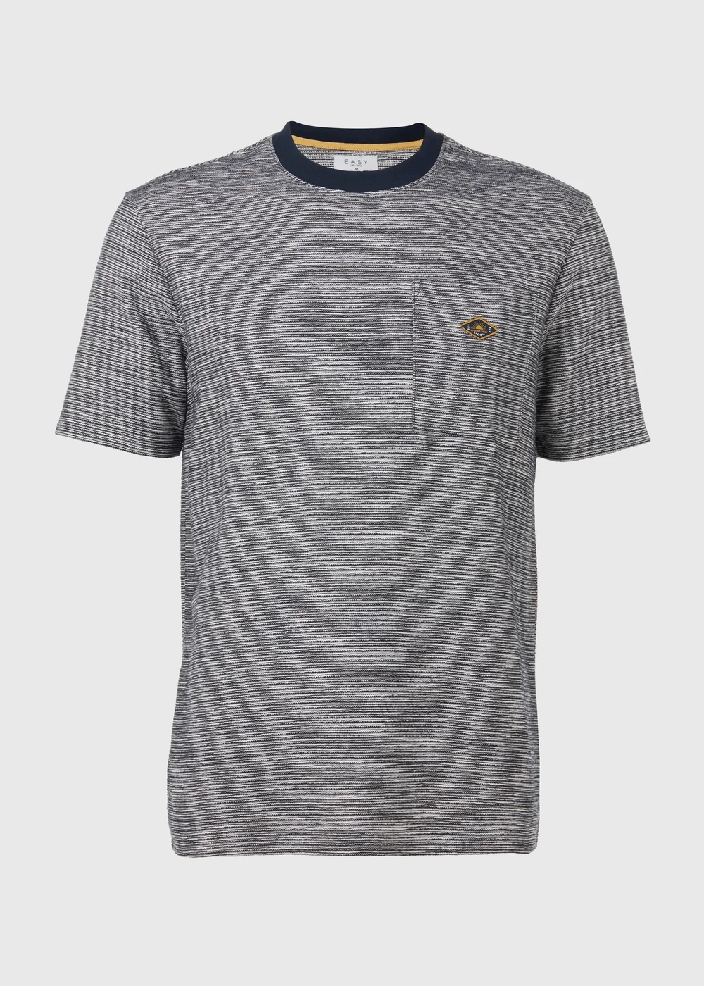 White & Navy Textured Embroidered T-Shirt - S Image 5