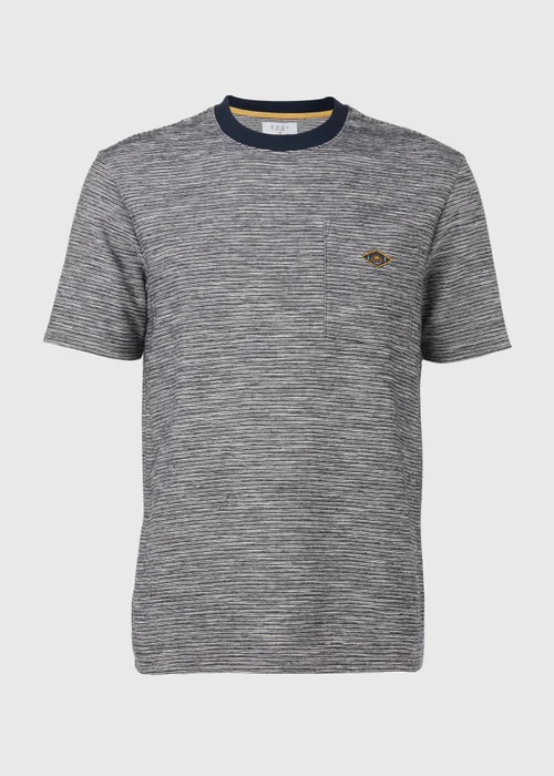 White & Navy Textured Embroidered T-Shirt - S Image 5