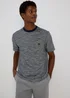 White & Navy Textured Embroidered T-Shirt - S Image 1