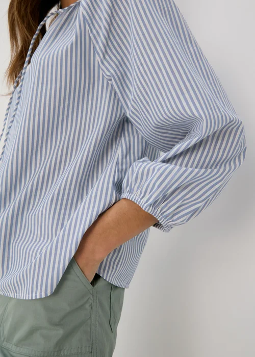 Blue Stripe Blouse Top - 8 Image 3