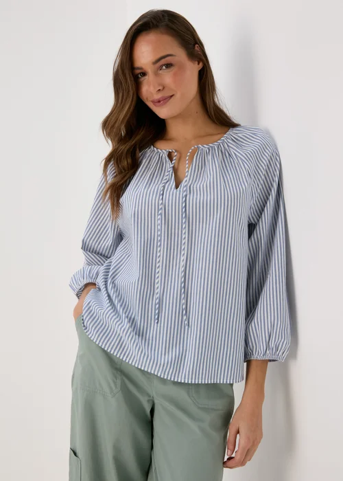 Blue Stripe Blouse Top - 8 Image 1