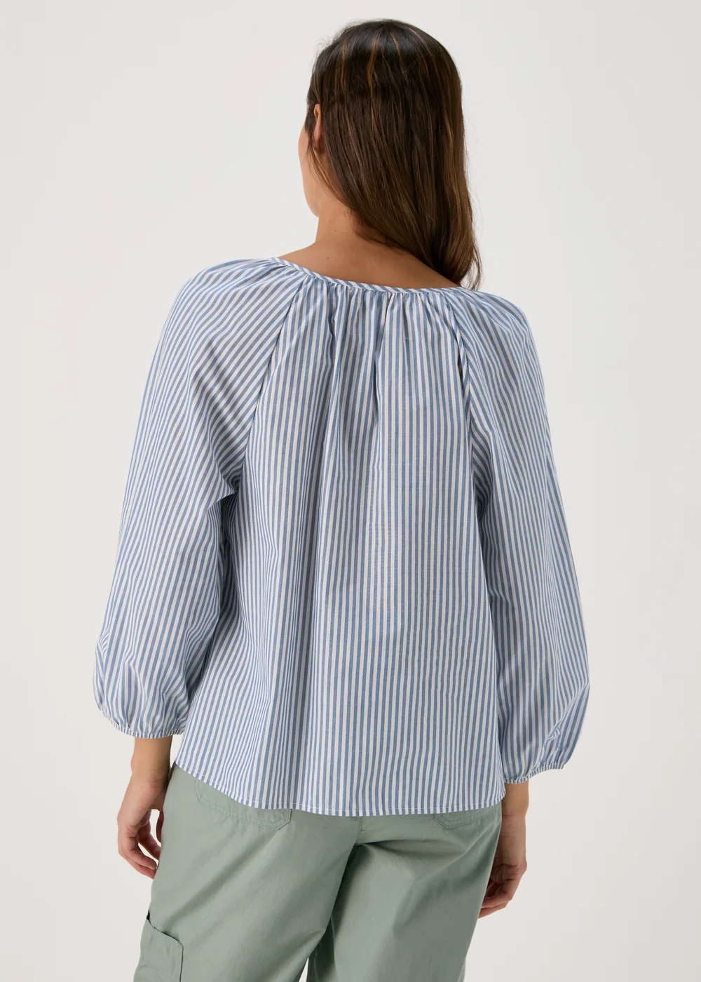 Blue Stripe Blouse Top - 8 Image 2