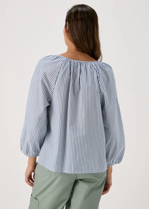 Blue Stripe Blouse Top - 8 Image 2