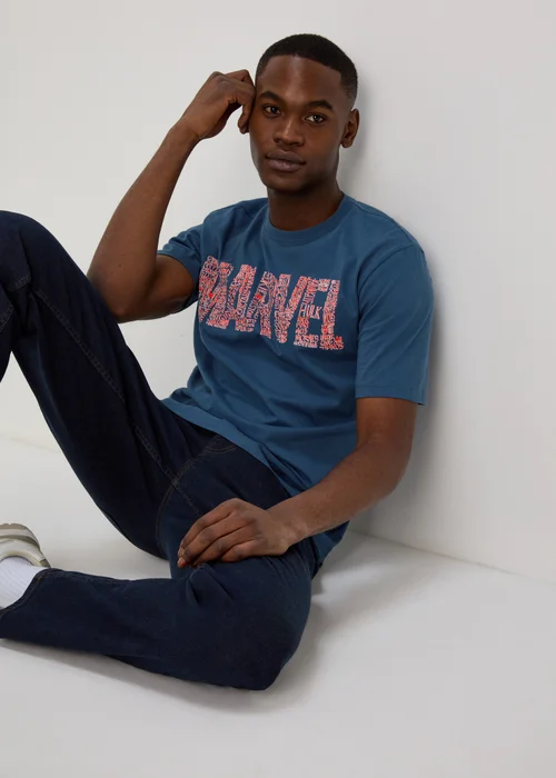 Marvel Blue Logo T-Shirt - S Image 4