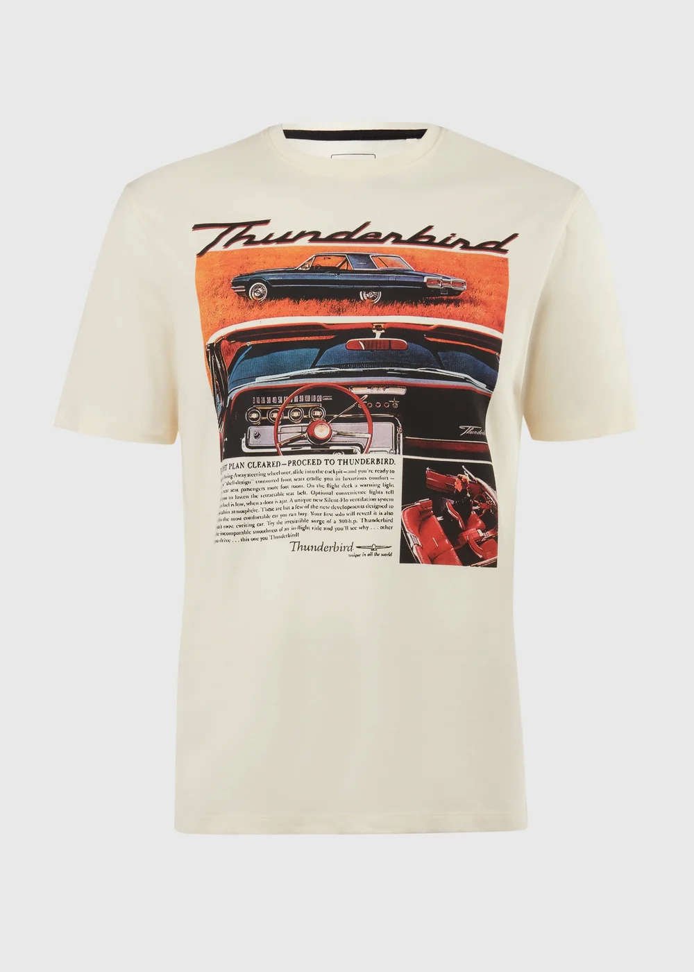 Ecru Thunderbirds Cotton T-Shirt - Small Image 5