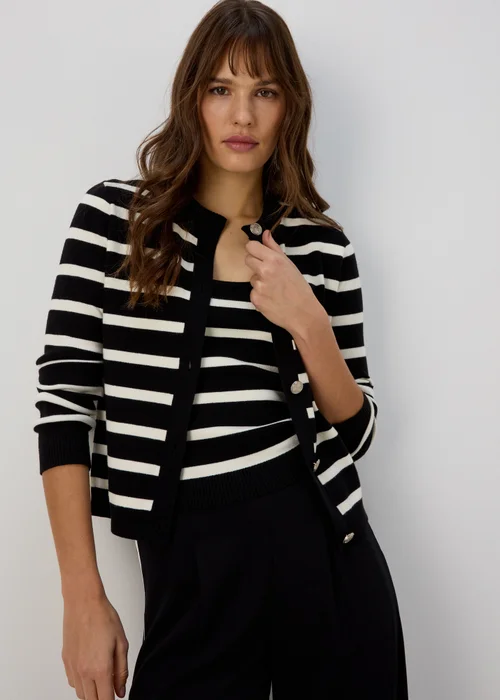Et Vous Black Stripe Knit Cardigan - 8 Image 4