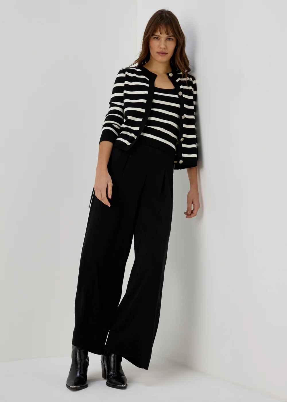 Et Vous Black Stripe Knit Cardigan - 8 Image 1