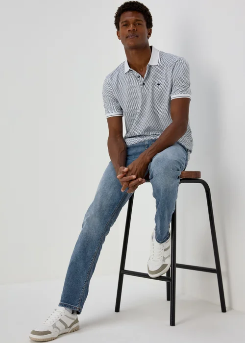 White Printed Polo Shirt - S Image 1