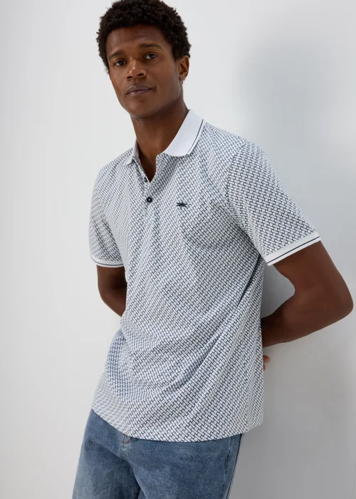 White Printed Polo Shirt - S Image 4