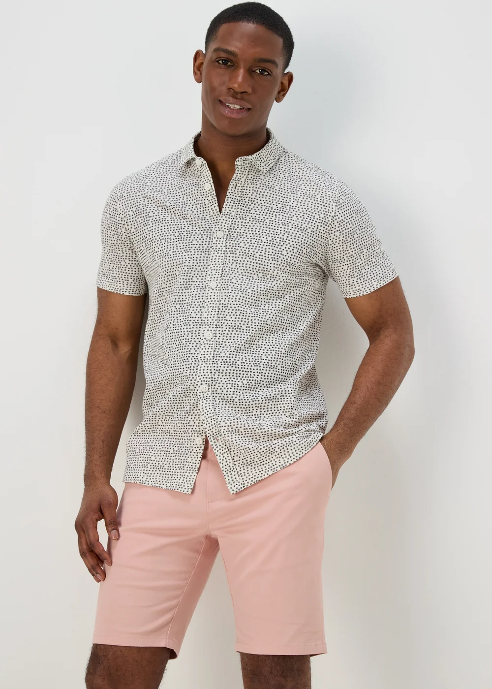 Ecru Cross Hatch Jersey Shirt - S Image 1