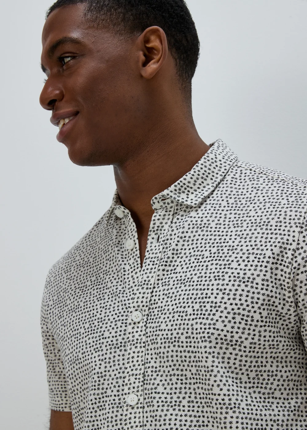 Ecru Cross Hatch Jersey Shirt - S Image 3